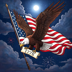 Eagle and American Flag 1776  Celebration