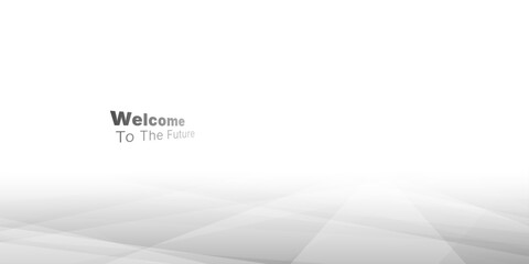 Abstract white and grey background with perspective floor and text Welcome To The Future for modern corporate technology presentation or digital business banner design with copy space for content