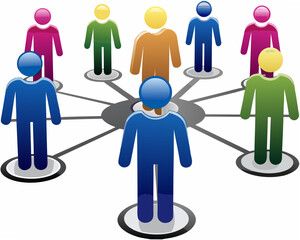 Diverse group of people connecting in a network