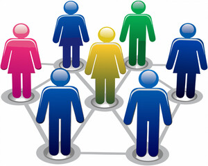 Diverse group of people connected in a network