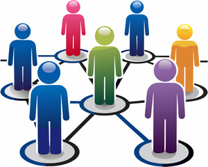 Diverse people connect in a vibrant professional network