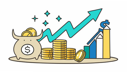 Financial growth concept with piggy bank and increasing graph