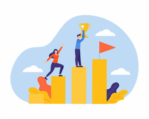 Business people celebrating success and reaching new heights together