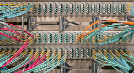 LWL OM4 Lichtwellen Netzwerkkabel an einem Switch angebunden