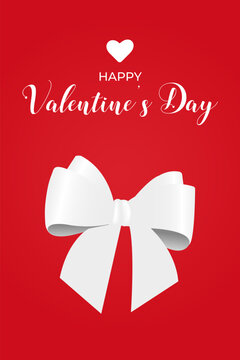 A Valentine's Day card with a large white bow on a red background. Simple, minimalist design