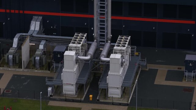 Aerial View of Data Center Backup Power and Cooling Systems