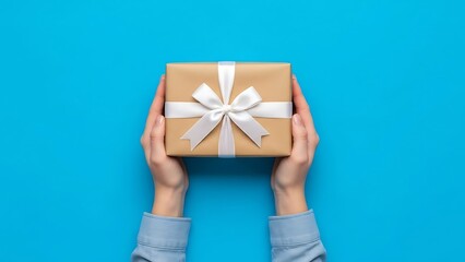 Person holding a beautifully wrapped gift box