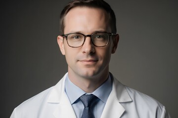 A man in a lab coat and tie