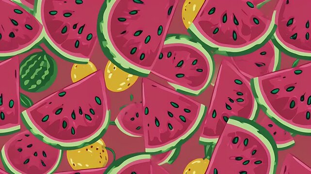 Fresh Summer Watermelon Slices Seamless Pattern Design for a Vibrant Background