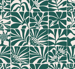 geometric new color of botanical seamless pattern, vector design of floral texture textile with leaves background 