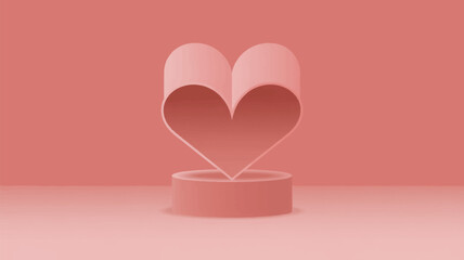 Minimal 3D Heart Pedestal Vector Love Background