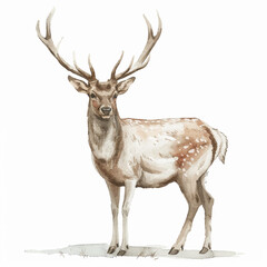 Fototapeta premium Nature vector illustration animal deer with big antlers, postcard, sticker