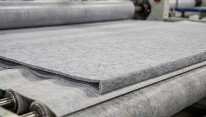 Medium frame captures synthetic felt padding production showing smooth edges and uniform thickness ideal for industrial cushioning applications.