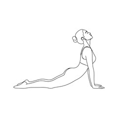 Woman in cobra pose yoga line bhujangasana female d