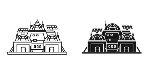 Futuristic Space Station with Solar Panels and Domes © ICON  WAREHOUSE