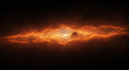 Fototapeta premium Vibrant orange nebula in deep space with bright stars and cosmic clouds astronomy and science