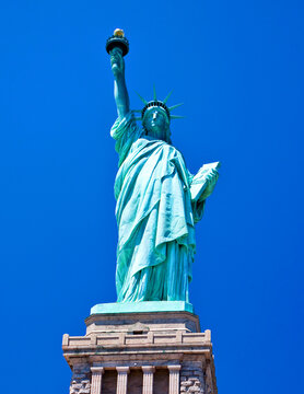 The iconic Statue of Liberty on Liberty Island in New York