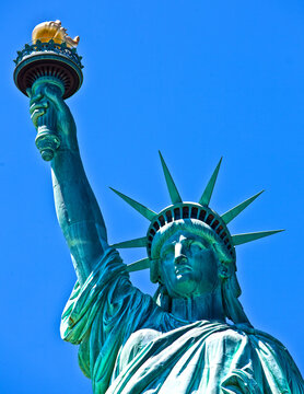 The iconic Statue of Liberty on Liberty Island in New York