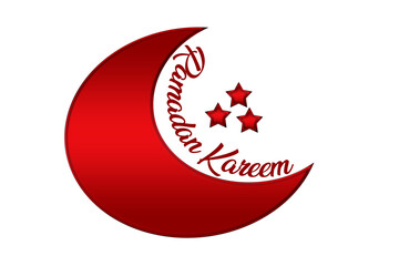 Colourful Ramadan kareem islamic design on transparent background png. Greeting card, banner, poster, invitation for muslim. Moon, star, ramadan text.