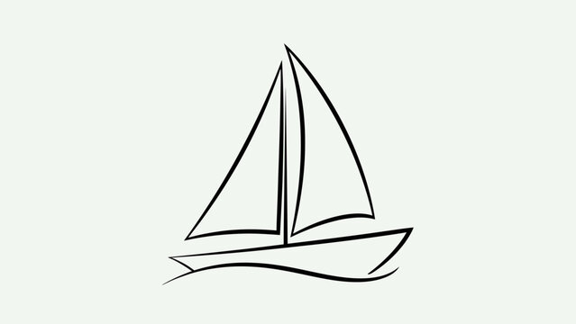 Minimalist Sailboat Outline Isolated White Background