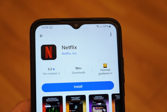 Netflix app page displayed on a smartphone screen, ready for installation