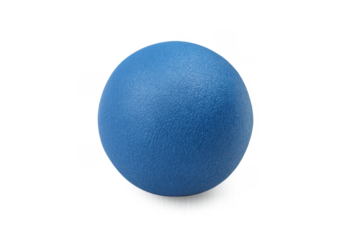 Blue exercise ball with textured surface on transparent background