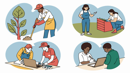 Diverse Community Gardeners Planting, Researching, and Analyzing Data for Sustainable Urban Agriculture Projects