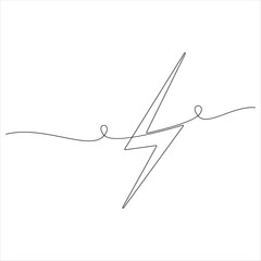 Continuous line lightning bolt icon abstract electric energy vector