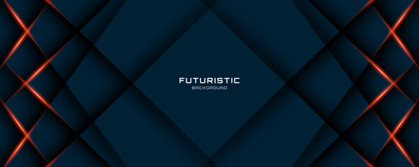 3D blue abstract background overlap layer on dark space with glowing polygon effect decoration. Modern graphic design element cutout style concept for web banner, art, flyer, card, or brochure cover