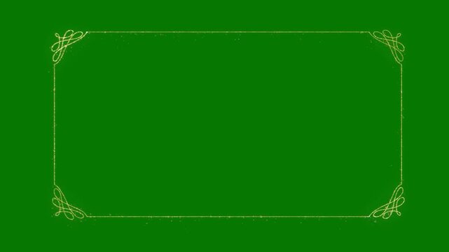 VINTAGE gold frame border ornament cinematic elegant decoration animation loop on transparent background.