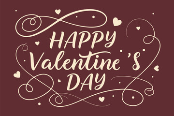 Happy valentine's day elegant cursive text with hearts Vector