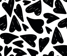 vector design, black and white hearts seamless pattern for kids 