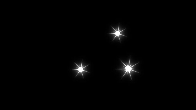 Glowing and twinkling star motion graphics, white cartoon .stars, flat, doodle sparkle, Sparkle Star light effect, shiny Optical flare light with sparkle rays rotating on black screen background.4k