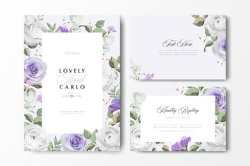 Fototapeta premium floral frame wedding invitation card set template