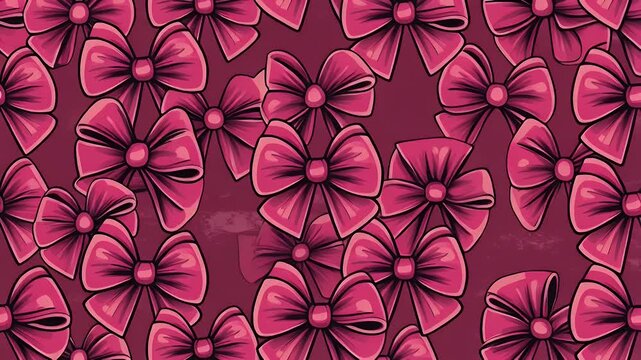 Seamless Magenta Bow Pattern on Burgundy Background ideal for gifts and celebrations