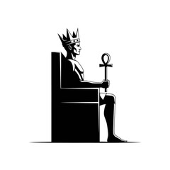 Esoteric King on Throne: Arcana Symbolism - Pharaoh, Ankh, Majesty, Royalty, Mysticism, Magic, Spirituality, Ancient Egypt, Occult, Divine Power