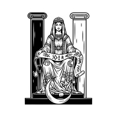 Mystical Priestess: Esoteric Tarot Arcana Illustration for Spiritual & Occult Designs