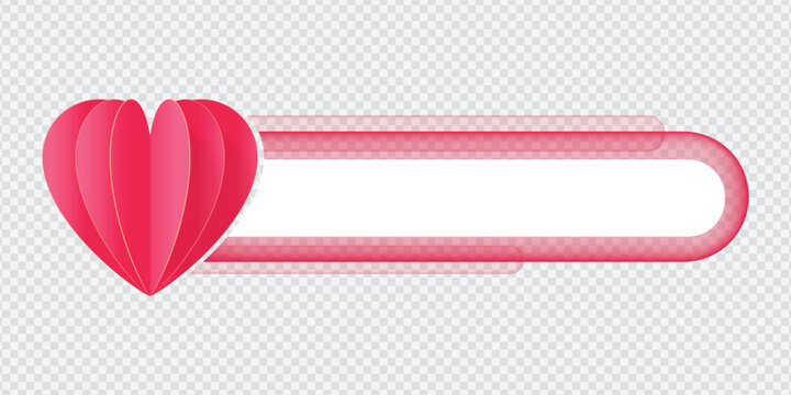 3D Paper Fold Heart Graphic with Elegant Pink Glassmorphism Style Text Banner and Blank White Space for Romantic Valentine's Day Messages.