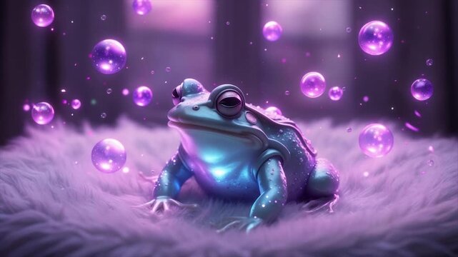 Cute Green Tree Frog Macro Close Up on Leaf