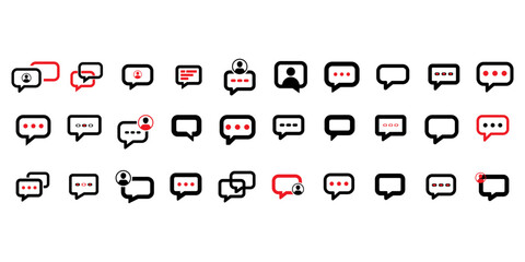 Collection of modern chat and speech bubble icons for digital communication