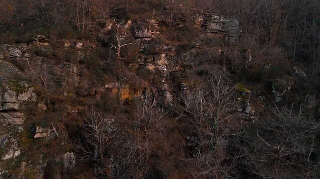 Mystic autumn aerial - forest and hills drone footage