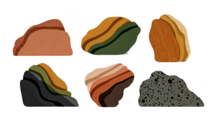 Stylized layered rock and stone collection with organic textures