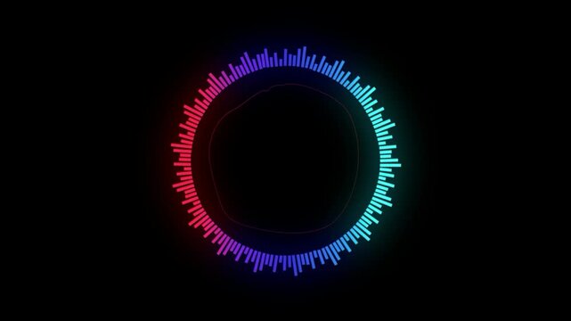 Spectrum audio visualizer circle equalizer music beat wave animation loop on transparent background.