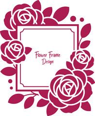 pink rose frame, rose floral rectangle frame vector with pink flowers