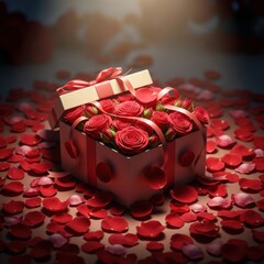 Heart-shaped box of red roses