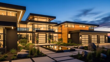 Sunny house exterior and driveway