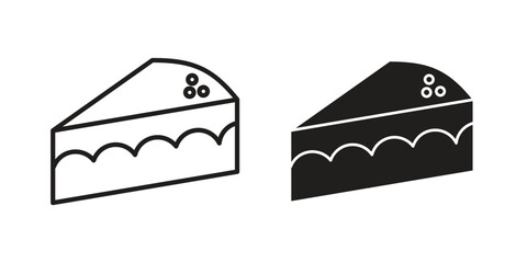 Cake-slice icons for web and mobile UI design. Glyph vector with editable stroke