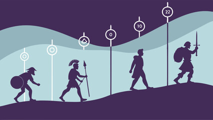 Warrior Journey Progression Upward Slope Milestones Achievement Growth Path for Success and Development