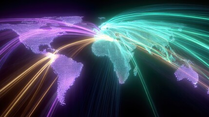 Global Connectivity: A vibrant visualization showcases the interconnectedness of our world, with glowing lines crisscrossing a digital map, highlighting the flow of information, ideas.