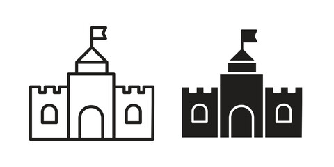 Castle icons for web and mobile UI design. Glyph vector with editable stroke © Ranveer